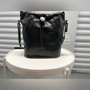 Aldo Black Quilted Chained Bucket Bag